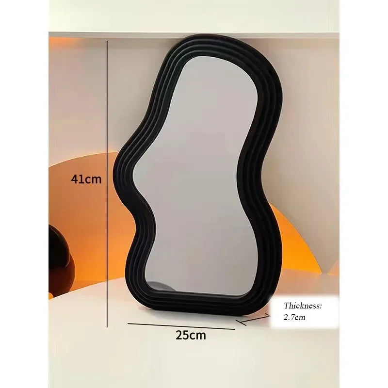 Cloud Shaped Desk Vanity Mirror Plastic Waterproof Bathroom Wall Hanging Irregular Makeup Mirror Living Room Decoration