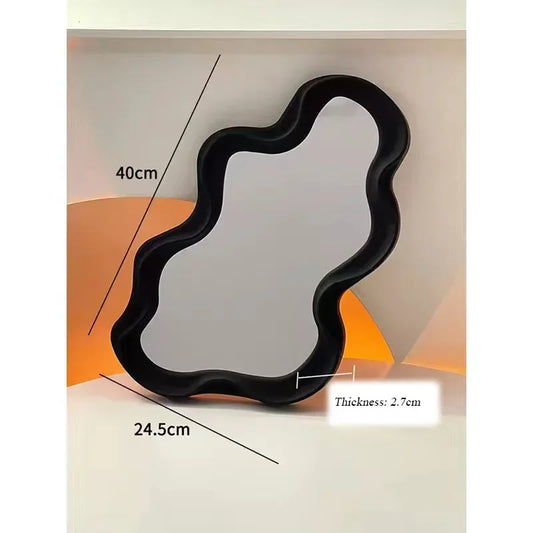 Cloud Shaped Desk Vanity Mirror Plastic Waterproof Bathroom Wall Hanging Irregular Makeup Mirror Living Room Decoration