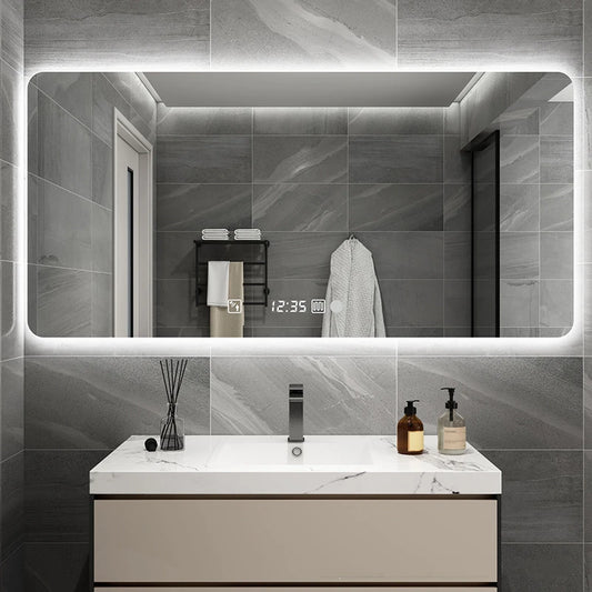 Makeup Mirror with LED Lights High Brightness Frameless Rectangular Mirror Anti-Fog Bathroom Mirror Compensation for Damage