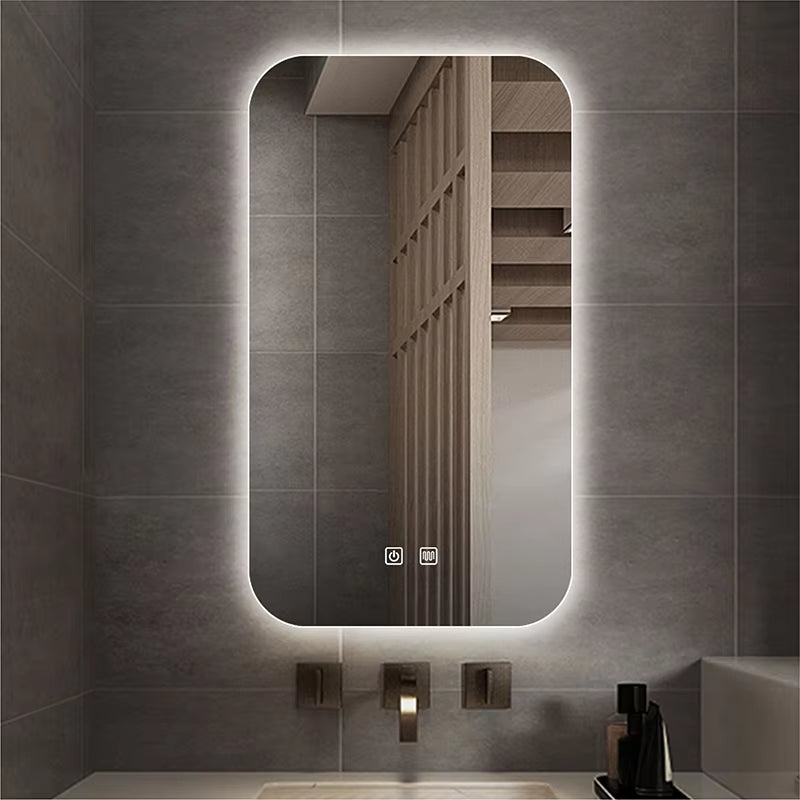 Bathroom LED Light Makeup Mirror Modern Smart Touchable Intellegent Glowing Mirror Wall Mounted Vanity Mirror with Anti-Fog