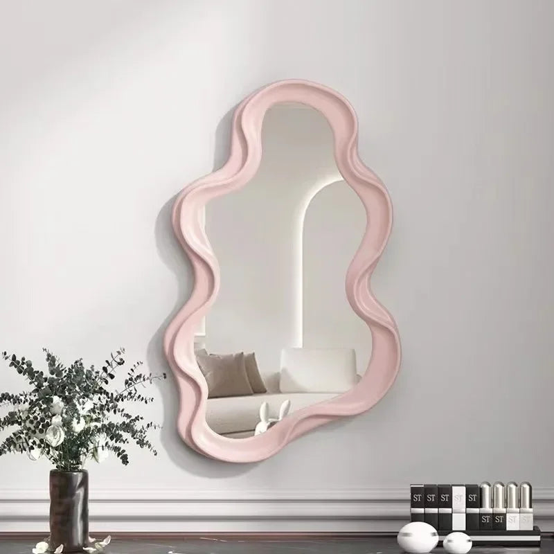 Cloud Shaped Desk Vanity Mirror Plastic Waterproof Bathroom Wall Hanging Irregular Makeup Mirror Living Room Decoration