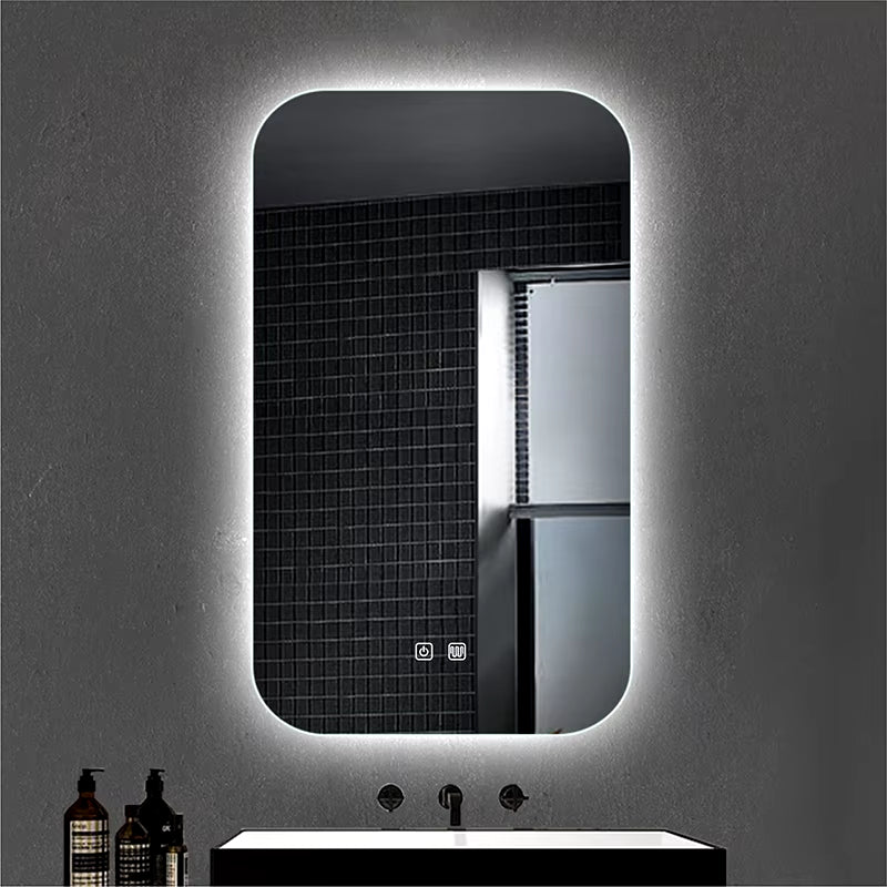 Bathroom LED Light Makeup Mirror Modern Smart Touchable Intellegent Glowing Mirror Wall Mounted Vanity Mirror with Anti-Fog