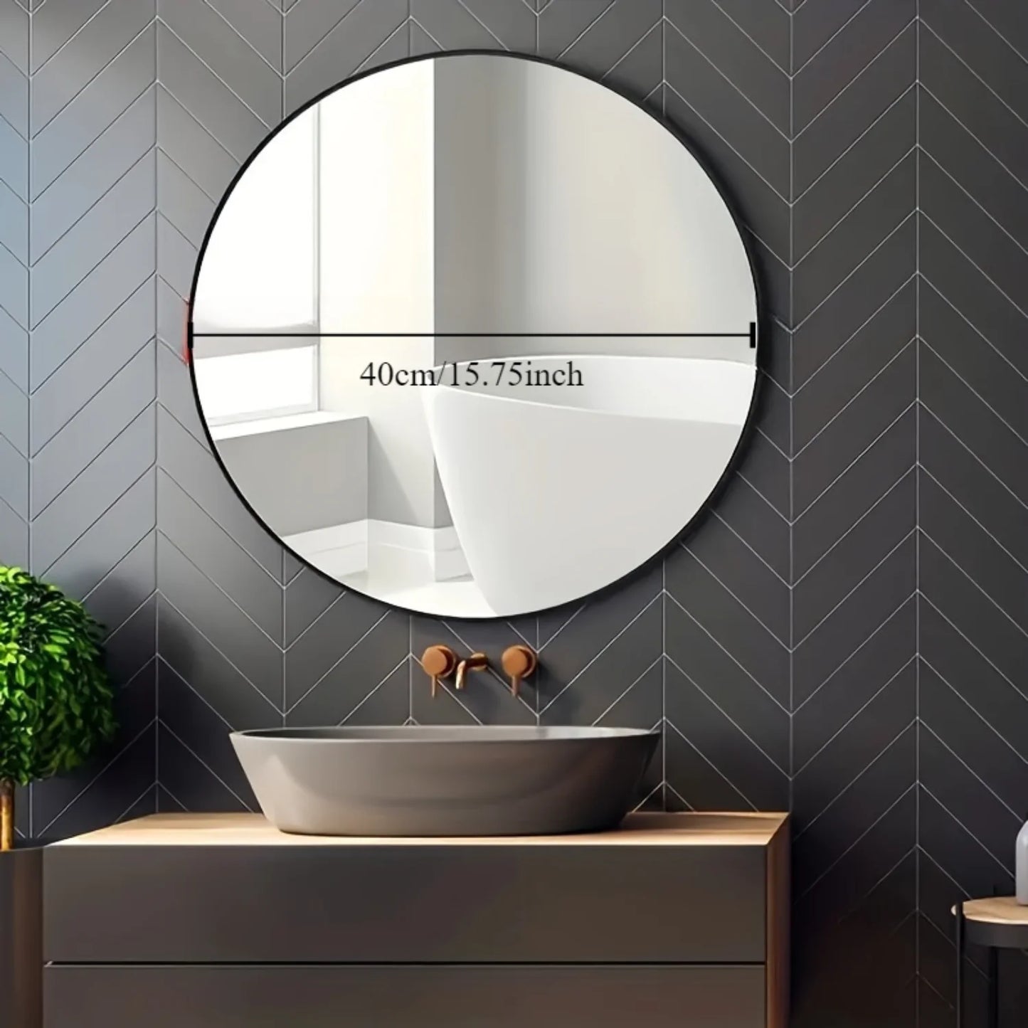 Round Stainless Steel Frame Wall Mounted Mirror for Bathroom and Bedroom Decor - Makeup Vanity Mirror with Glass, Bathroom Acces