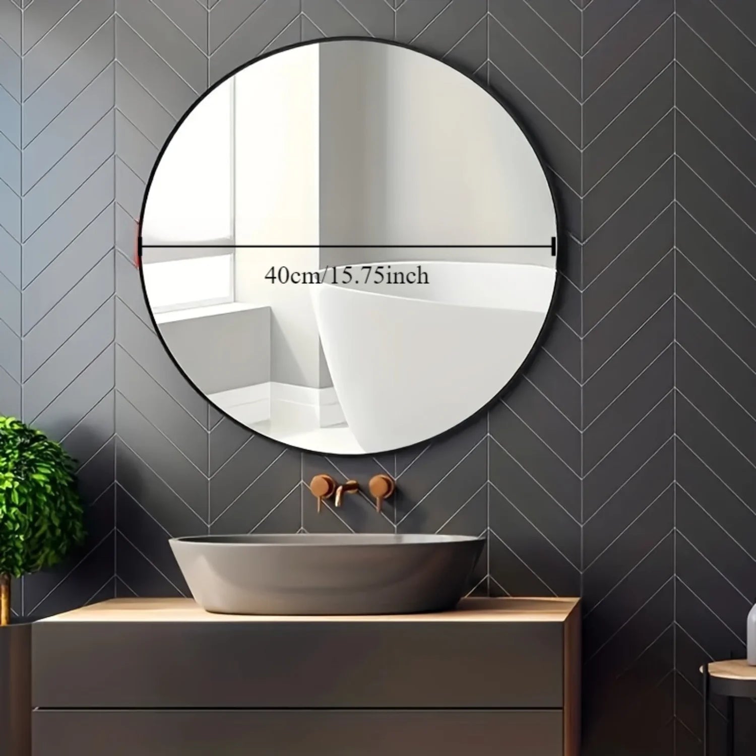 Round Stainless Steel Frame Wall Mounted Mirror for Bathroom and Bedroom Decor - Makeup Vanity Mirror with Glass, Bathroom Acces