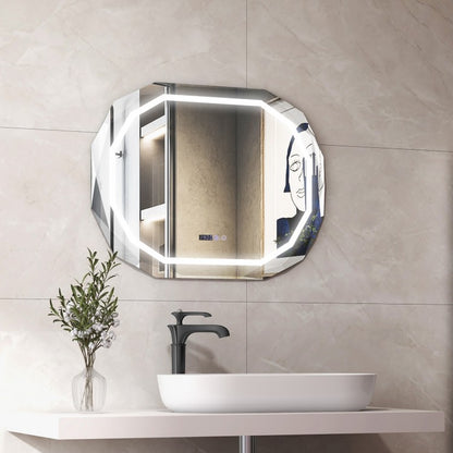 Anti-Fog Bathroom Mirror with 3 Color LED Light Memory Function