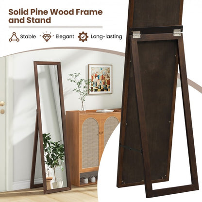 Full Length Mirror with Stand and Solid Wood Frame