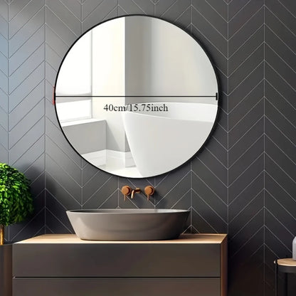 Round Stainless Steel Frame Wall Mounted Mirror for Bathroom and Bedroom Decor - Makeup Vanity Mirror with Glass, Bathroom Acces